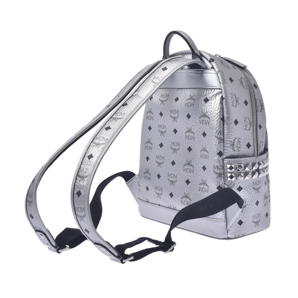 Mcm Backpack Side Studs Silver Leather Rucksack D… - image 2